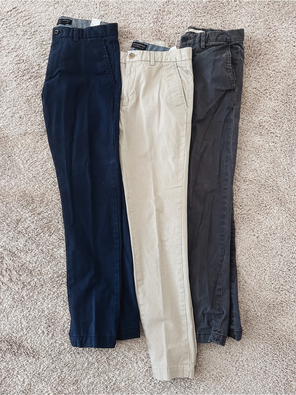 Banana Republic 30x32 Men's Chinos in Navy, Khaki & Charcoal